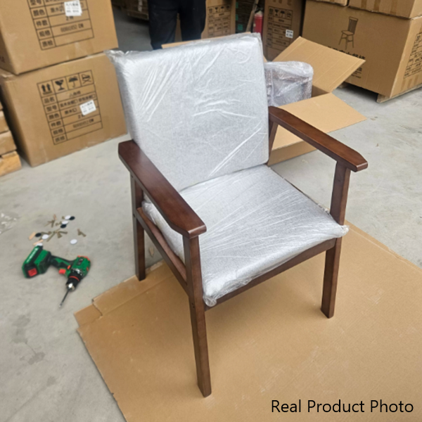 Moderner minimalistischer Massivholz-Stoff-Rechteckiger Esszimmerstuhl mit Rückenlehne und Armlehnen für das Esszimmer 