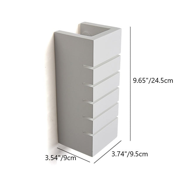 Modern Minimalist Square Striped Plaster 1-Light Wall Sconce Lamp for Living Room