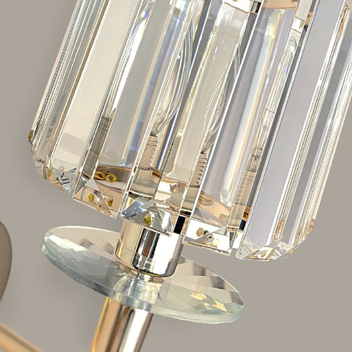 Modern Luxury Metal Iron Stainless Steel Crystal Ball Cylinder 1-Light Wall Sconce Lamp For Bedside