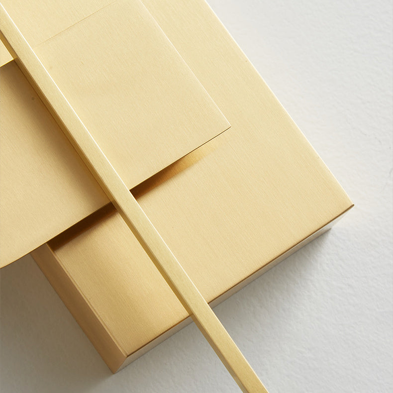 Moderne Mid-Century Wandleuchte aus Kupfer im rechteckigen geometrischen Design mit LED für das Bett 
