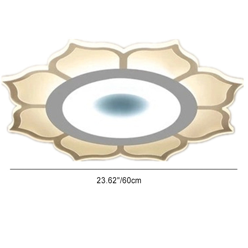 Plafonnier LED rond en fer et acrylique minimaliste moderne en forme de lotus pour chambre 