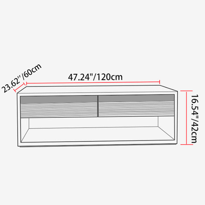 Contemporary Nordic Pine Wood Cherry Wood Fir Wood Plywood Glass Rectangular Coffee Table With 2-Drawers &amp; 2-Cabinets For Living Room