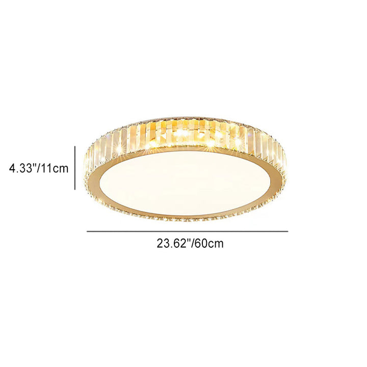 Plafonnier LED en acier inoxydable rond minimaliste moderne avec cristal pour salon 