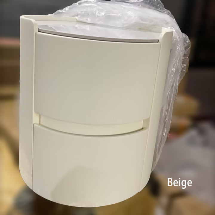 Mesita de noche redonda moderna minimalista de cuero sintético terciopelo con losa de roca y madera contrachapada sólida con 2 cajones para uso junto a la cama 