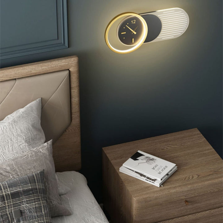 Zeitgenössische Nordic Eisen Acryl Uhr Design LED Wand Leuchte Lampe Für Wohnzimmer 