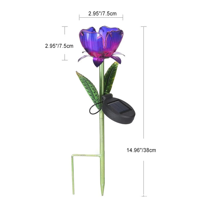 Lumière paysagère LED en fer à verre à fleurs solaire minimaliste moderne et étanche pour jardin 