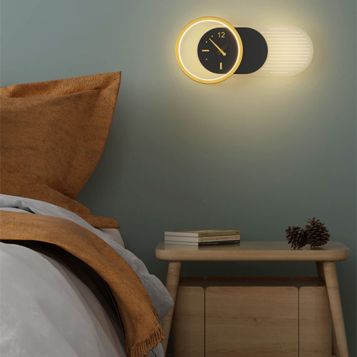Zeitgenössische Nordic Eisen Acryl Uhr Design LED Wand Leuchte Lampe Für Wohnzimmer 
