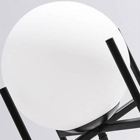 Modern Minimalist Glass Round Ball Iron Shelf Base 1-Light Table Lamp for Living Room Bedroom