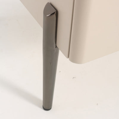 Contemporary Scandinavian Square Cream White 2-Drawer Storage Nightstand - Stone Slab Top Bedside Table For Bedroom