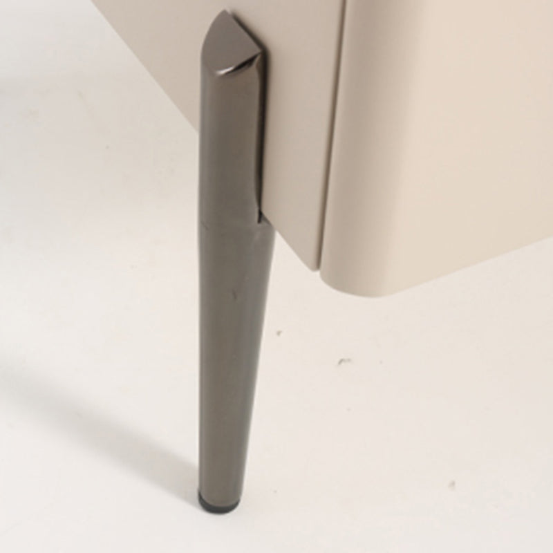 Contemporary Scandinavian Square Cream White 2-Drawer Storage Nightstand - Stone Slab Top Bedside Table For Bedroom