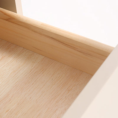 Contemporary Scandinavian Square Cream White 2-Drawer Storage Nightstand - Stone Slab Top Bedside Table For Bedroom