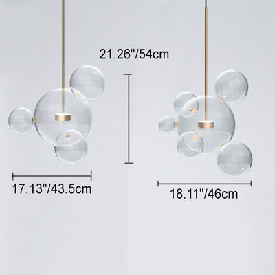 Modern Atom Mickey Head Bubble Glass Ball 1-Light LED Pendant Light