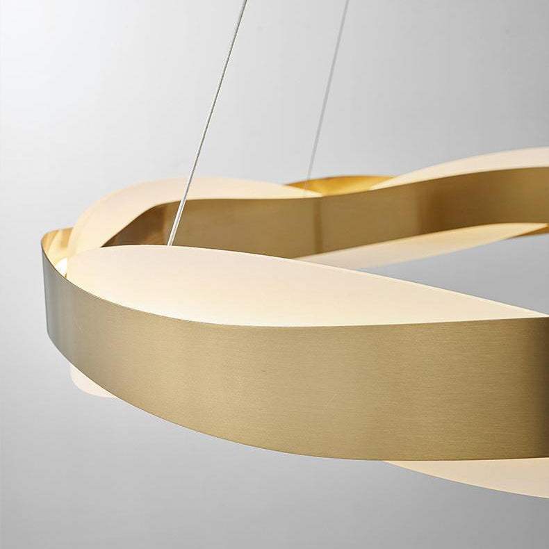 Modern Minimalist Round Wave Cloud Sea Acrylic Stainless Steel LED Chandelier For Bedroom