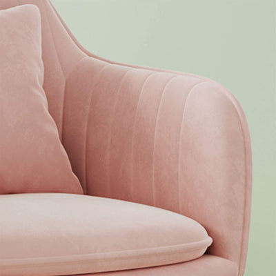 Chaise de salle à manger contemporaine scandinave en velours avec jambes en métal incurvées, dossier et accoudoirs 