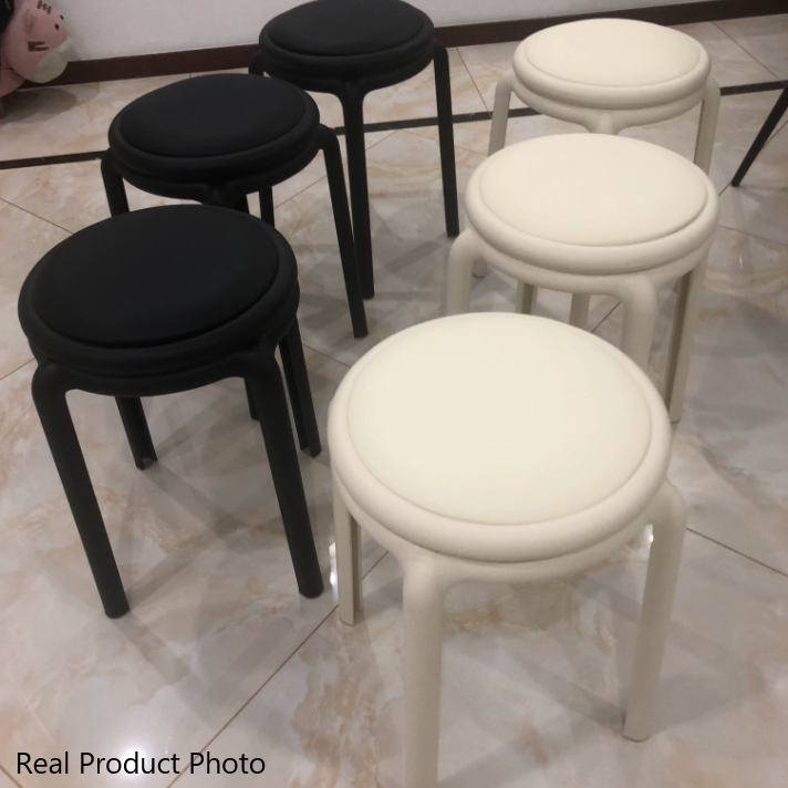 Silla Redonda PP de Cuero PU Minimalista Moderna para Sala de Estar 
