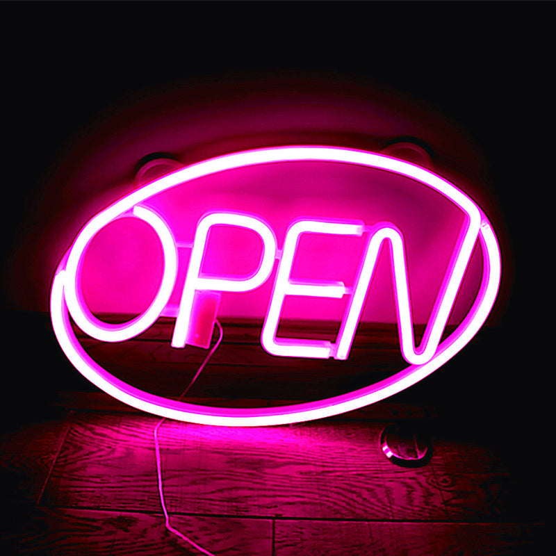 Modern Art Deco Waterproof PS OPEN LED Outdoor Hanging Neon Wall Sconce Lamp For Dining Room