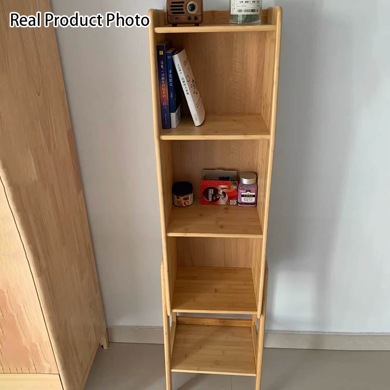 Moderner minimalistischer rechteckiger Bambus-Bücherregal mit 3/4/5 Ebenen für das Wohnzimmer 