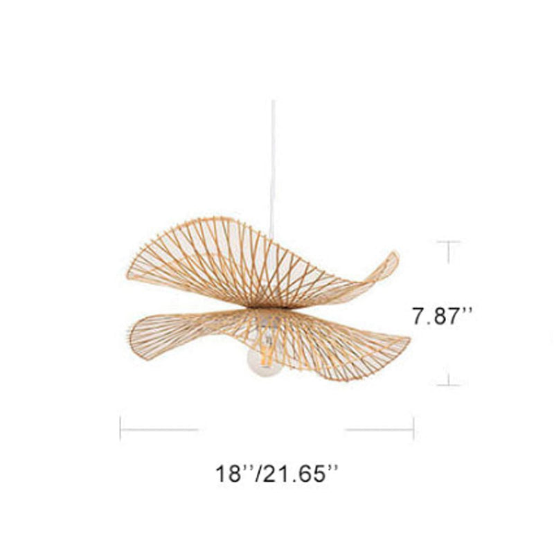 Modern Bamboo Weaving 1-Light Butterfly Pendant Light