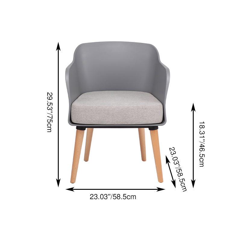 Modern PP Shell Beech Wood Legs Dining Armchair - Minimalist Upholstered Dining Chair With Backrest For Dining Room