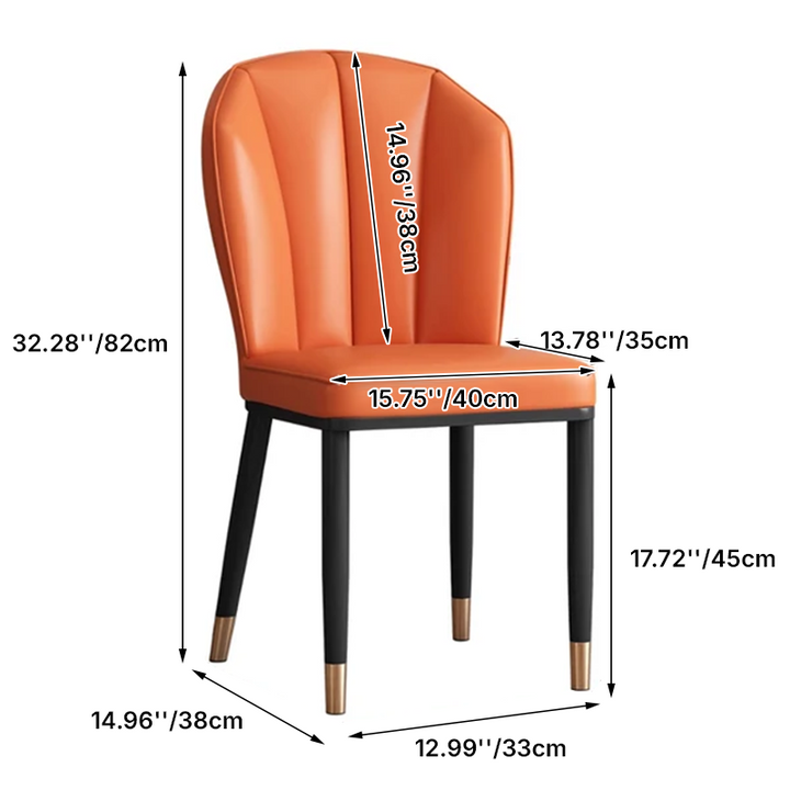 Chaise de salle à manger moderne en cuir artificiel de luxe en acier au carbone avec dossier en éponge carrée 