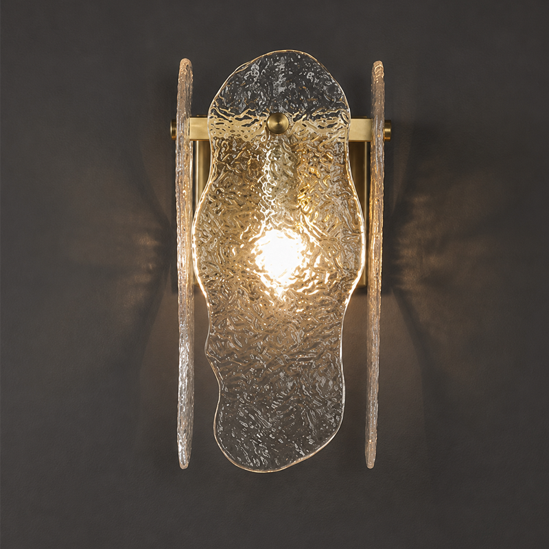 Moderne minimalistische Wasserwellen-Eisen-Glas-1-Licht-Wandleuchte für das Schlafzimmer 