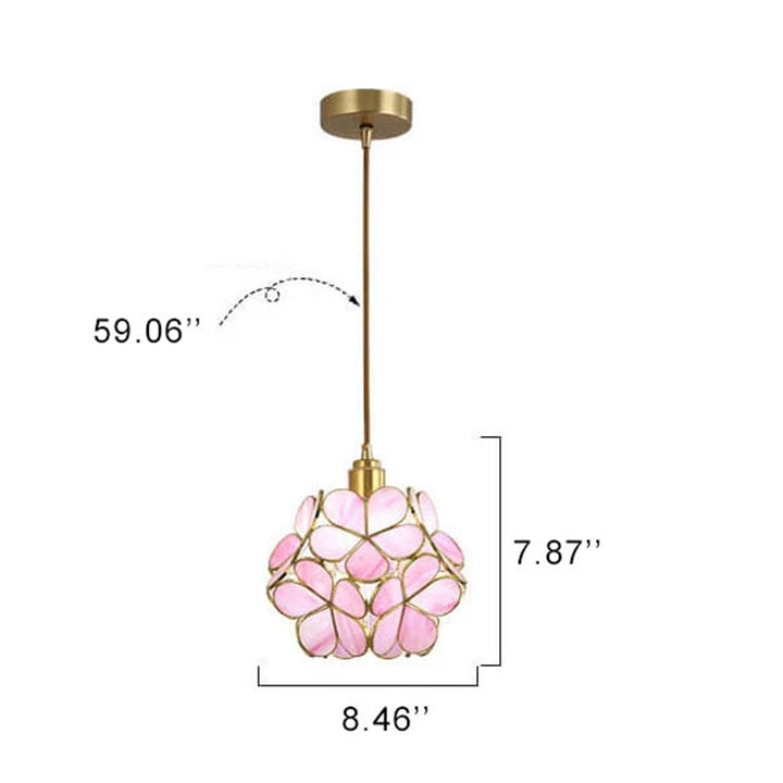 Suspension lumineuse boule fleur 1 lumière en verre à grain d&