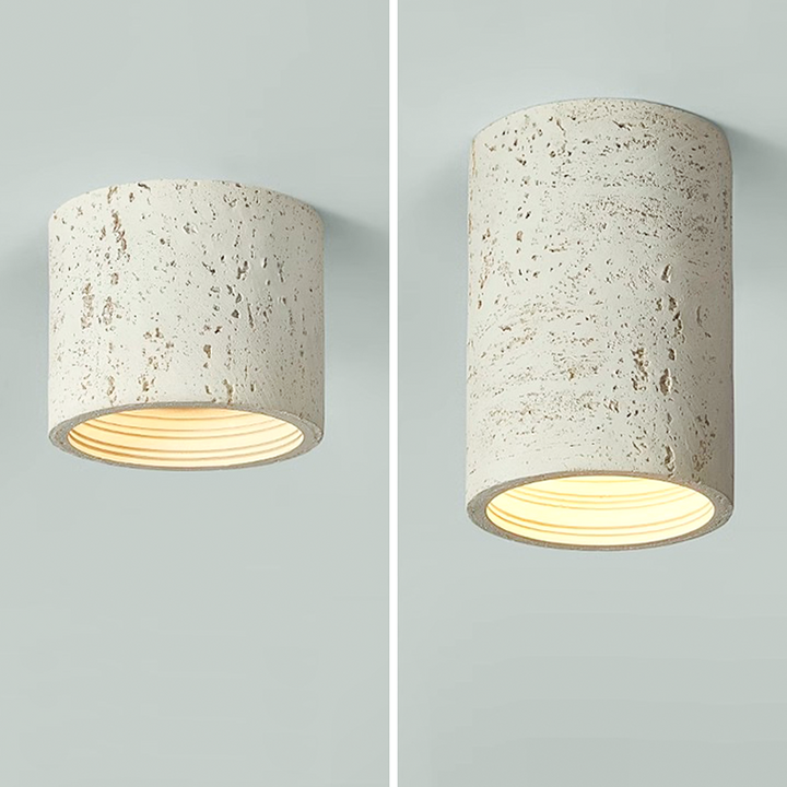 Traditional Japanese Column Iron Resin LED Flush Mount Ceiling Light For Living Room