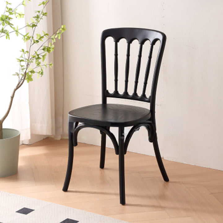 Chaise de salle à manger traditionnelle vintage en rotin rond avec dossier en bois massif 