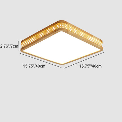 Luz de techo empotrada LED de madera acrílica cuadrada minimalista moderna para dormitorio 