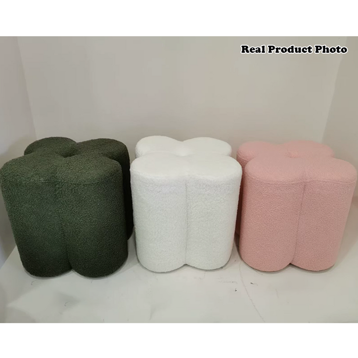 Traditioneller französischer Zylinder Petal Holz Teddy Fleece Schwamm Niedriger Hocker Rücken- und Armlehnenlos Für Flur 