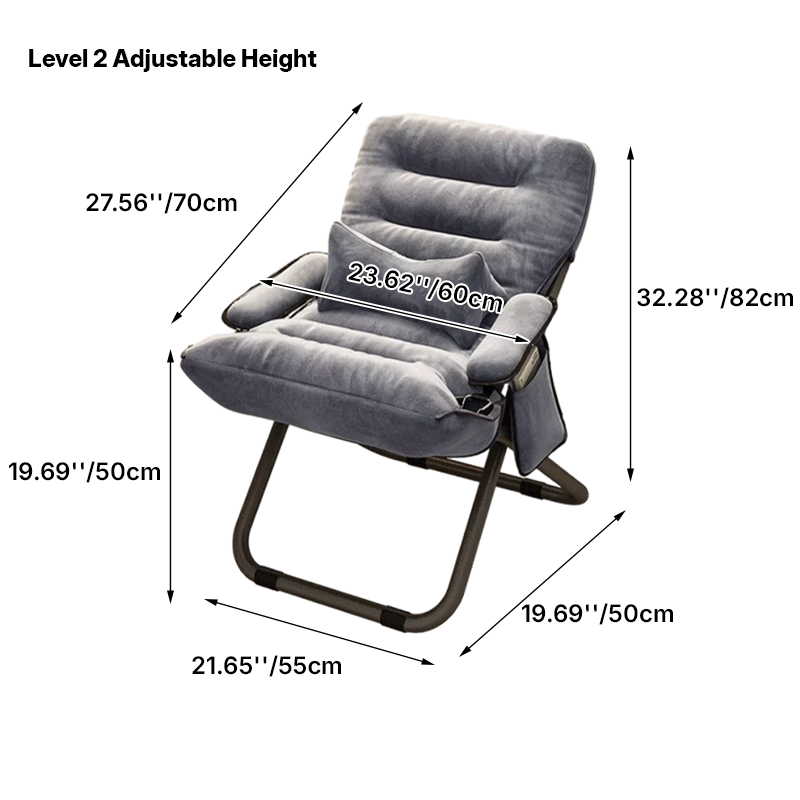 Contemporary Scandinavian Iron Upholstered Rectangular Curved Foldable Recliner Backrest Armrest For Living Room