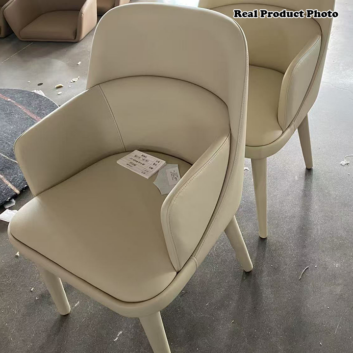 Moderner minimalistischer rechteckiger Stuhl aus Kunstleder und Eiche mit Rückenlehne und Armlehnen für das Wohnzimmer 