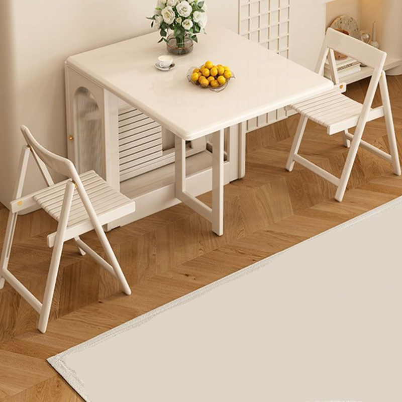 Modern Minimalist Rubberwood Foldable Square Dining Chair With Backrest For Dining Room