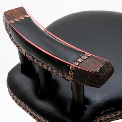 Tabouret de bar pivotant contemporain rond en cuir avec pieds en bois, dossier bas et repose-pieds pour salle à manger 