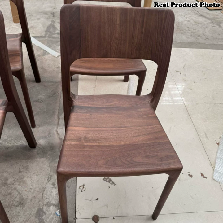 Chaise de salle à manger carrée en bois de noyer rétro contemporain avec dossier pour salle à manger 