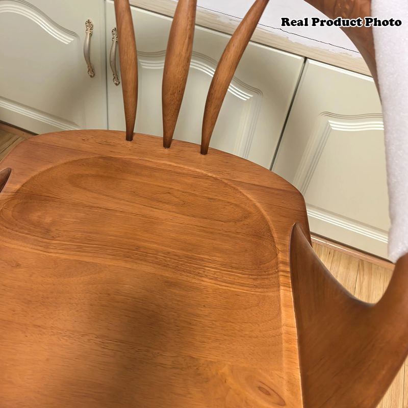Traditional Vintage Rubberwood Dining Chair Backrest Armrests For Dining Room