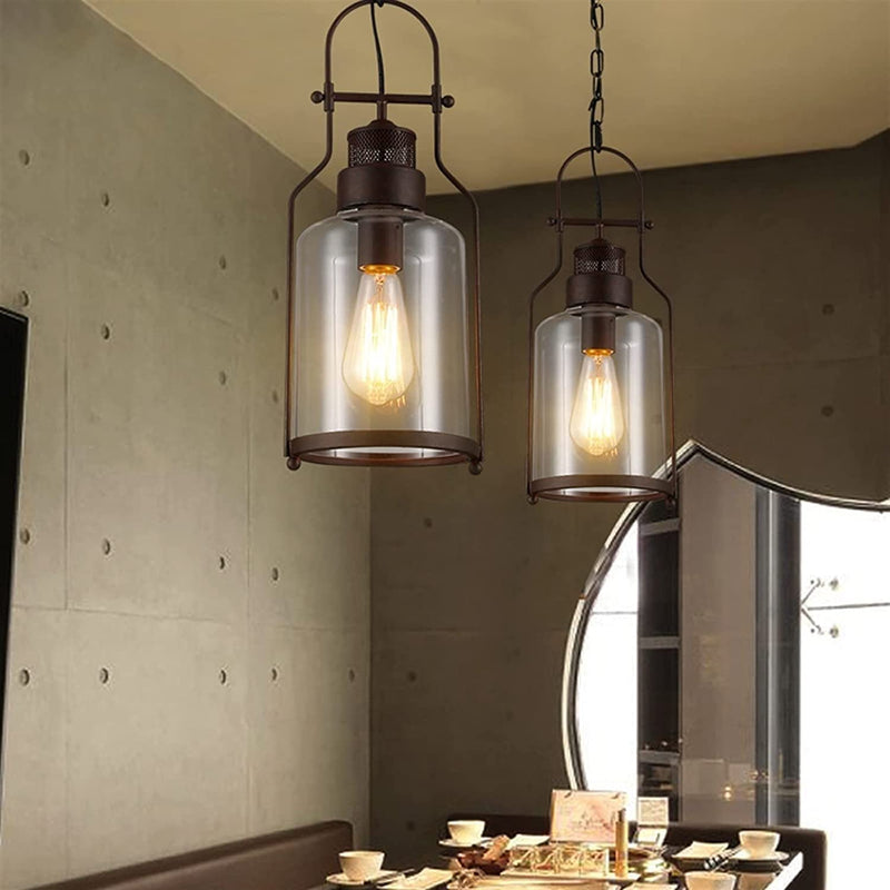 Industrial Vintage Glass Bottles Iron 1-Light Pendant Light