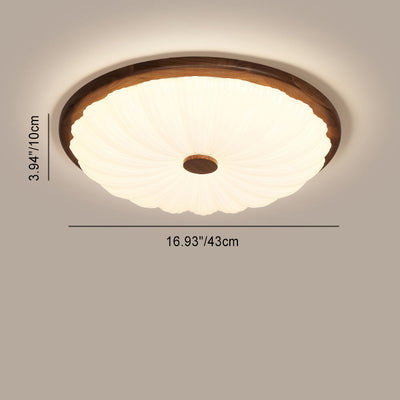 Modern Minimalist Flower Round Walnut Acrylic LED Flush Mount Ceiling Light For Living Room