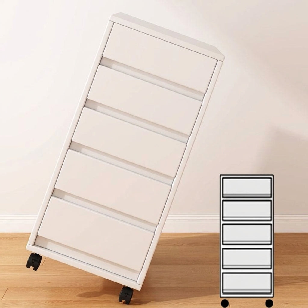 Cabinet de rangement rectangulaire à roulettes en MDF au style minimaliste moderne avec 4 à 5 tiroirs pour chambre et bureau 