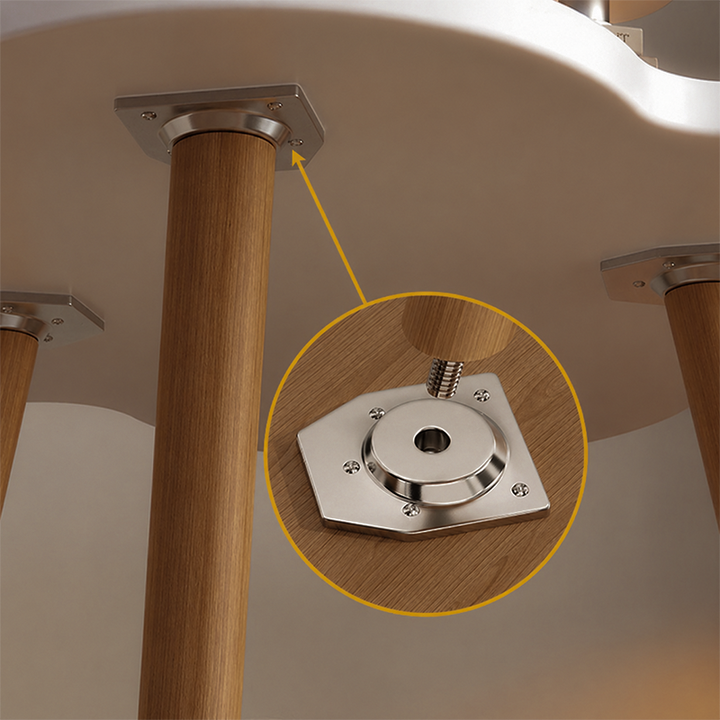 Mesa Auxiliar Redonda de Madera Maciza y Metal con Forma de Flor Contemporánea de 2 Niveles para Sala de Estar 