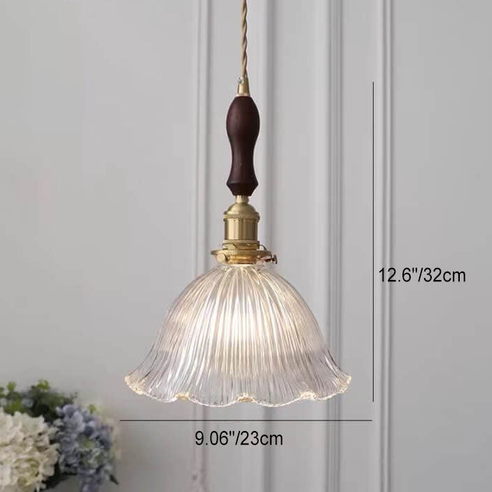 Luz colgante de 1 luz de vidrio de nogal de cobre minimalista moderno nórdico 