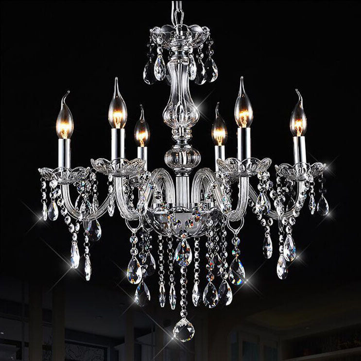 Zeitgenössischer Luxus runder Kerzenhalter Glas 3/4/5/6 Licht Kronleuchter für Wohnzimmer 