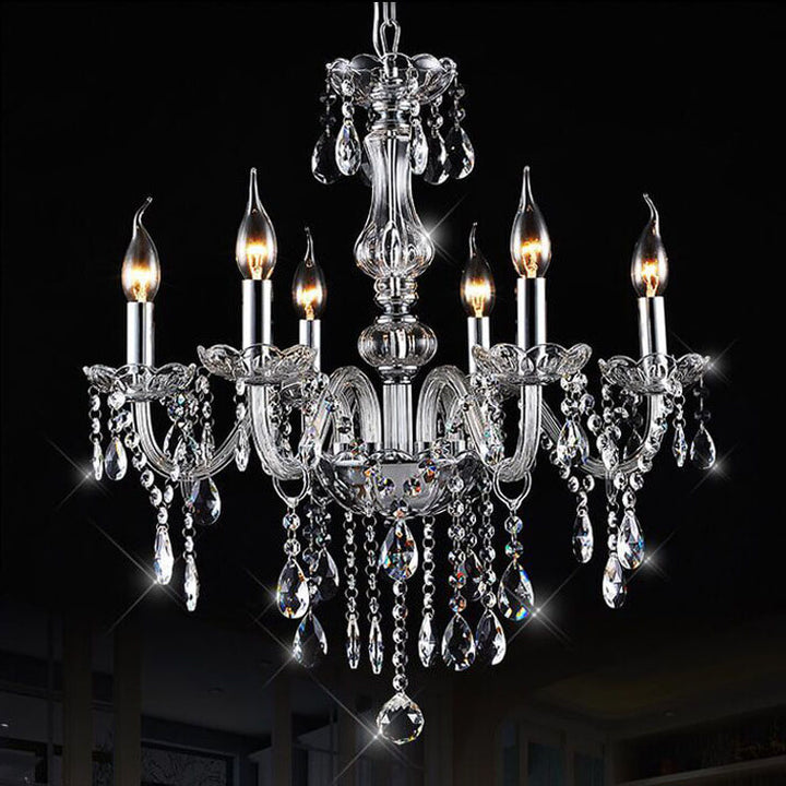 Zeitgenössischer Luxus runder Kerzenhalter Glas 3/4/5/6 Licht Kronleuchter für Wohnzimmer 