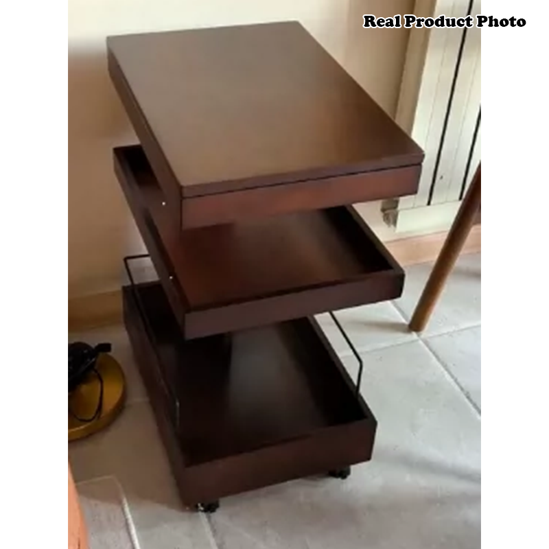 Mesa Auxiliar Rectangular Minimalista Moderna de Madera de Caucho con 1 Cajón para Sala de Estar 