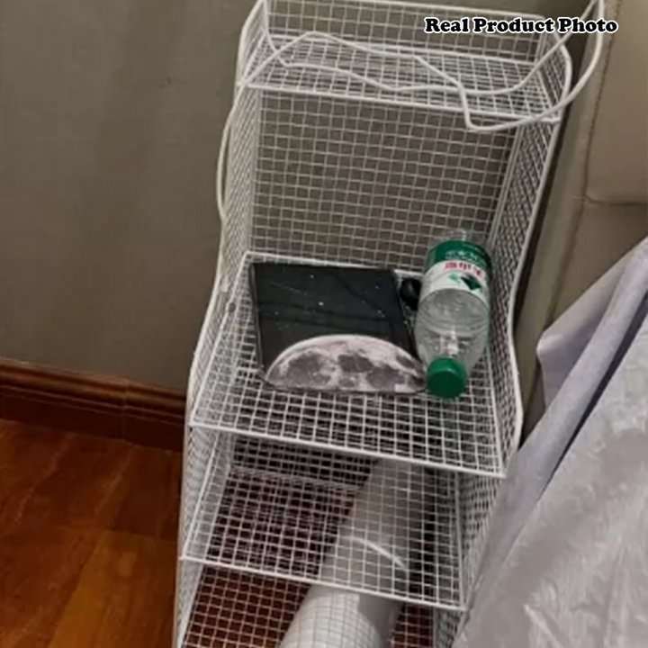 Moderner minimalistischer quadratischer Nachttisch aus Eisen mit 4 Ebenen für Wohnzimmer und Schlafzimmer 