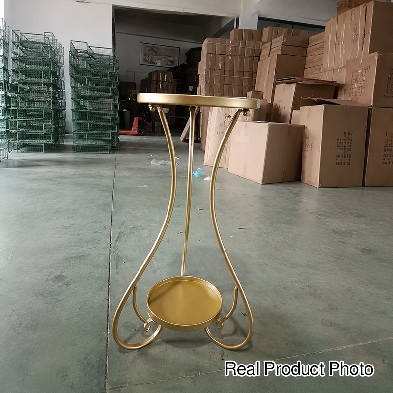 Modern Minimalist Iron Round End Table 2-Tier For Living Room