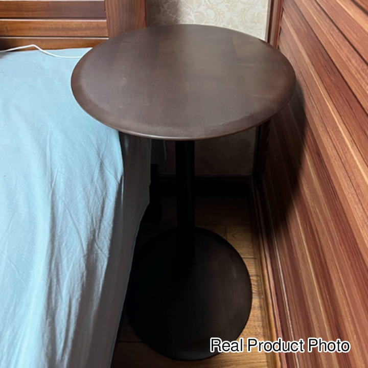 Modern Simplicity Solid Maple Wood Elliptical Cat Ear Base Side Table 2-Tier For Living Room