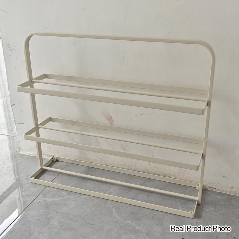 Modern Minimalist Rectangular Iron Open Storage Organizer Shoe Rack 3-Tier For Entryway