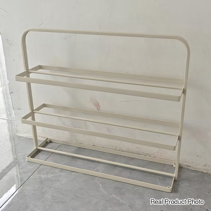 Modern Minimalist Rectangular Iron Open Storage Organizer Shoe Rack 3-Tier For Entryway