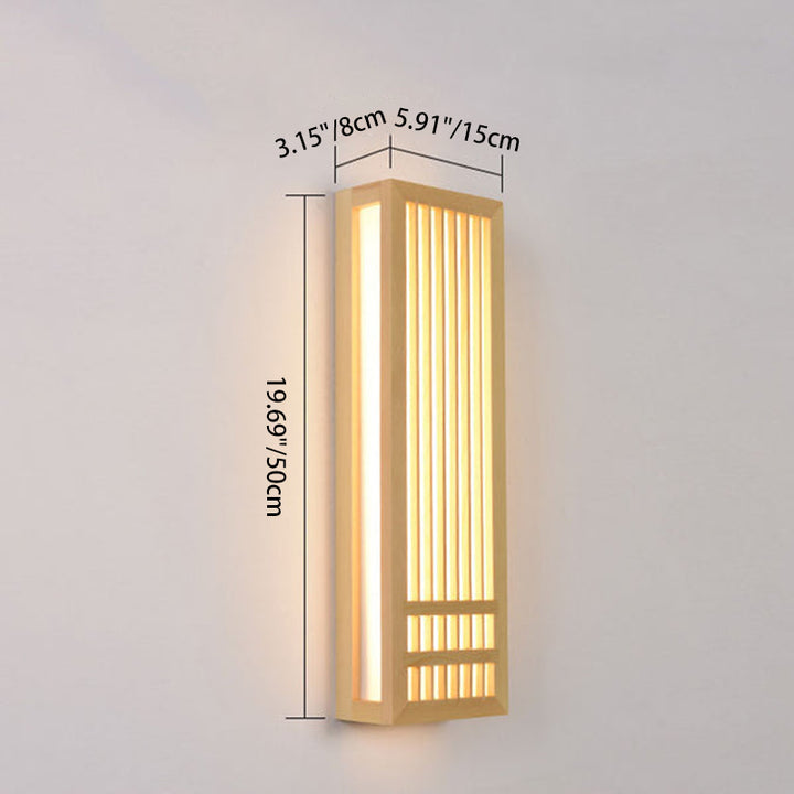 Modern Minimalist Solid Wood Acrylic Rectangular LED  Wall Sconce Lamp for Living Room